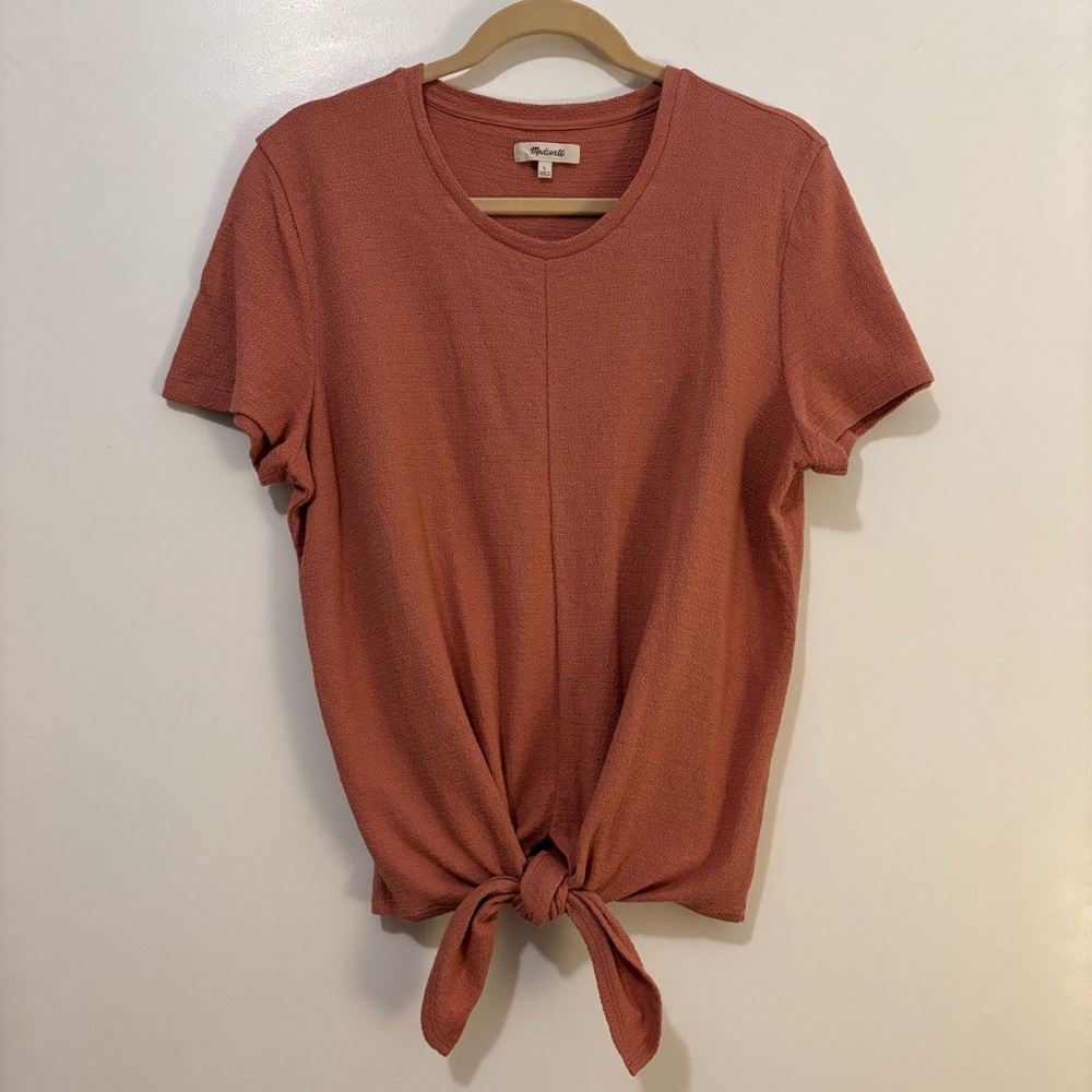 Madewell Tie Waist Short Sleeve Top Rust / Rose Size L